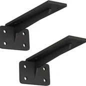Zawiasy, okucia i inne akcesoria - Zestaw 2 metalowych wsporników do półek ściennych, wsporników do półek 90 stopni, wsporników do półek kuchennych wiszących (czarne, 200 mm) - miniaturka - grafika 1