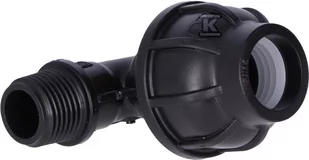 Kolano zaciskowe PP 90st. 20x1/2" GZ gwint zewnętrzny PN16, do rur PE, kolor czarny - Łączniki, trójniki, kształtki - miniaturka - grafika 1