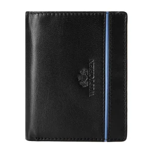 Męski portfel ze skóry z kontrastową wstawką czarny - Portfele Męski portfel ze skóry z kontrastową wstawką czarny - Portfele - miniaturka - grafika 1