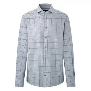 Koszule męskie - Hackett London Męska koszula flanelowa z okienkiem, Szary (szary), XL - grafika 1