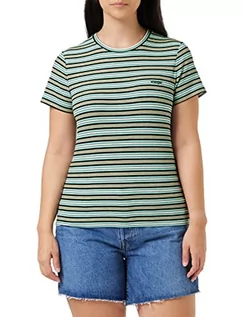Koszulki i topy damskie - Wrangler Koszulka damska Slim Stripe, Maui Blue, XS - grafika 1