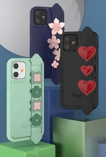 Kingxbar Sweet Series żelowe etui ozdobione oryginalnymi Kryształami Swarovskiego z podstawką iPhone 12 Pro Max niebieski - Etui i futerały do telefonów - miniaturka - grafika 3