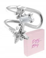 Kolczyki - Nausznica damska kolczyk posrebrzana GWIAZDKA cyrkonie elegancka okrągła - miniaturka - grafika 1