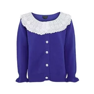Swetry damskie - Naemi Damski słodki kardigan z koronkowym kołnierzem dla lalek akryl niebieski rozmiar M/L, niebieski, M - miniaturka - grafika 1