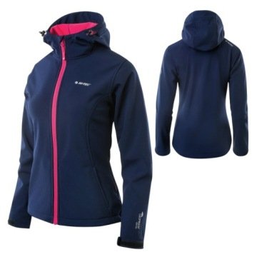 Kurtka Damska Hi-Tec Softshell Kaptur Polar Zapinane Kieszenie Granat r. L