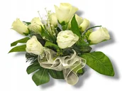 Sztuczne kwiaty - STROIK NA CMENTARZ KWIATY NA GRÓB POMNIK MISA Z OBCIĄŻENIEM RÓŻE - miniaturka - grafika 1