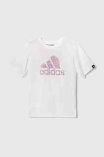 Koszulki dla dziewczynek - adidas t-shirt bawełniany dziecięcy kolor biały - grafika 1