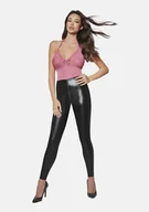 Legginsy - Legginsy z eko-skóry MATILDA z wysokim stanem i zamkiem, Bas Bleu - miniaturka - grafika 1