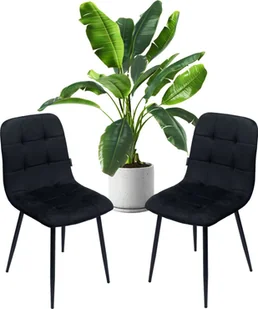Zestaw 2 szt krzesło tapicerowane welurowe do salonu jadalni velvet loft czarny - Krzesła - miniaturka - grafika 1