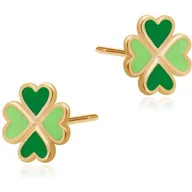 Pamiątka Pierwszej Komunii Świętej - Srebrne Kolczyki 925 Złocone Koniczynki Grawer - miniaturka - grafika 1