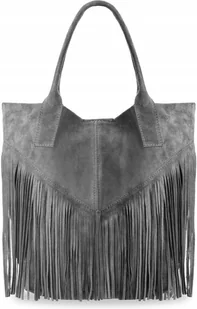 TOREBKA BOHO Worek Torba Zamsz Frędzle VERA PELLE - Torebki damskie - miniaturka - grafika 1