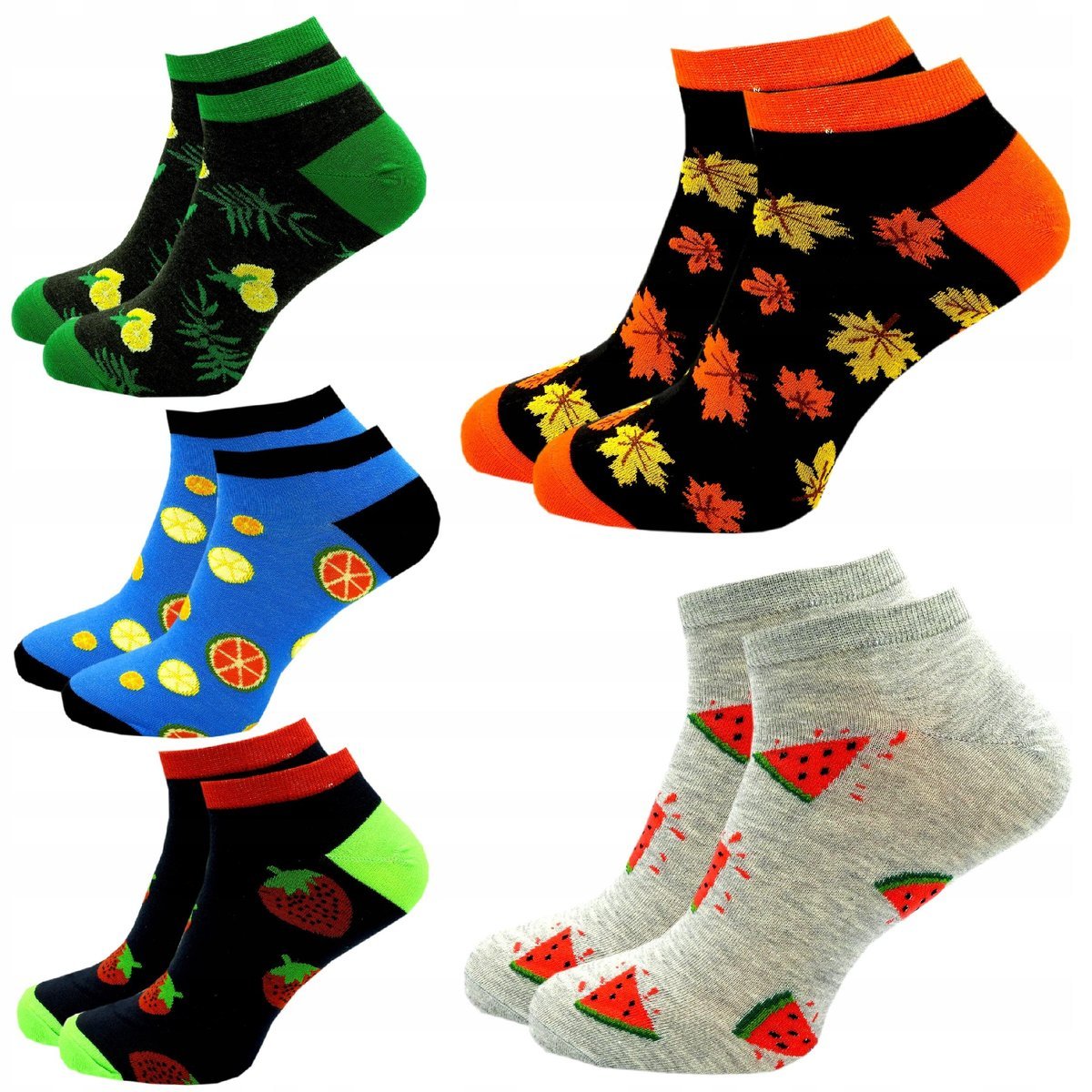 5x Skarpety Stopki Kolorowe Męskie Bawełniane Wzory Skarpetki Krótkie 44/46