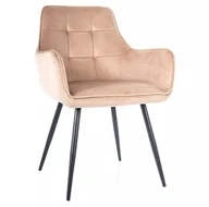 Krzesła - Krzesło Lemon Velvet Czarny / Beż Bluvel 28 - miniaturka - grafika 1