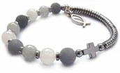 Biżuteria religijna - Bransoletka męska różaniec na rękę jadeit, hematyt - miniaturka - grafika 1