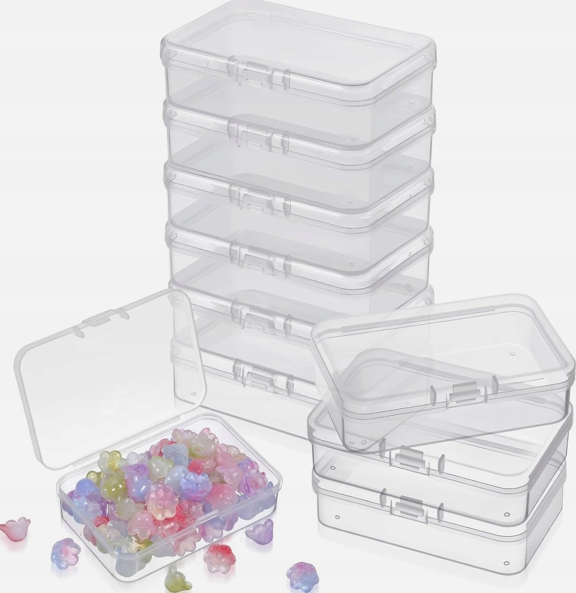 POJEMNIKI 10 SZTUK 7X5X2CM PLASTIKOWE PUDEŁKA PRZEZROCZYSTE ETUI MINI