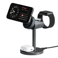 Ładowarki do telefonów - Ładowarka bezprzewodowa MagFusion 3 w 1 Aukey LC-MC311, 15W Qi2 (szara) - miniaturka - grafika 1