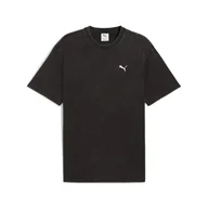 Koszulki sportowe męskie - Męska koszulka Essentials Elevated o luźnym kroju z efektem sprania PUMA Black - miniaturka - grafika 1