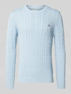 Sweter z dzianiny z okrągłym dekoltem - Swetry męskie - miniaturka - grafika 1