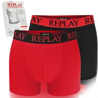 Majtki męskie - Replay Bokserki Męskie Majtki 2 sztuki Bawełna Czarne Kolor Logo Roz. M - miniaturka - grafika 1