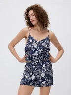 Piżamy damskie - Reserved - Wzorzysta piżama dwuczęściowa - granatowy - miniaturka - grafika 1