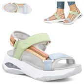 Sandały damskie - 39 Rieker Sandały Damskie Sportowe Turystyczne na Rzepy Wygodne Kolorowe - miniaturka - grafika 1