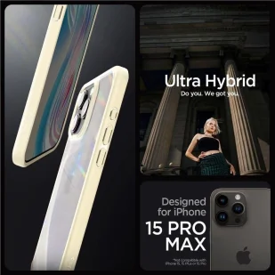 Etui Spigen Crystal Hybrid na iPhone 15 Pro Max - przezroczysto-beżowe - Etui i futerały do telefonów - miniaturka - grafika 1