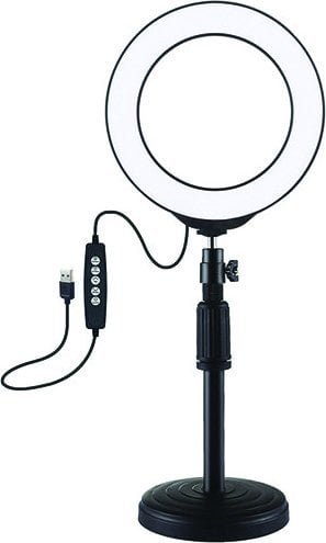 Lampa pierścieniowa Puluz LED žiedinė lempa 16cm, su stovu iki 33cm, USB, RGBW