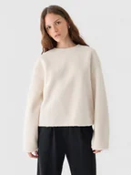 Bluzy damskie - Damski polar sherpa nierozpinany Outhorn OTHWAW24TSWSF1882 - biały - miniaturka - grafika 1