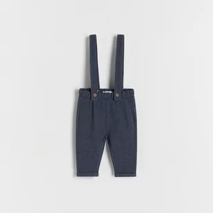 Reserved - Dzianinowe spodnie z szelkami - Niebieski - Spodnie i spodenki dla chłopców - miniaturka - grafika 1