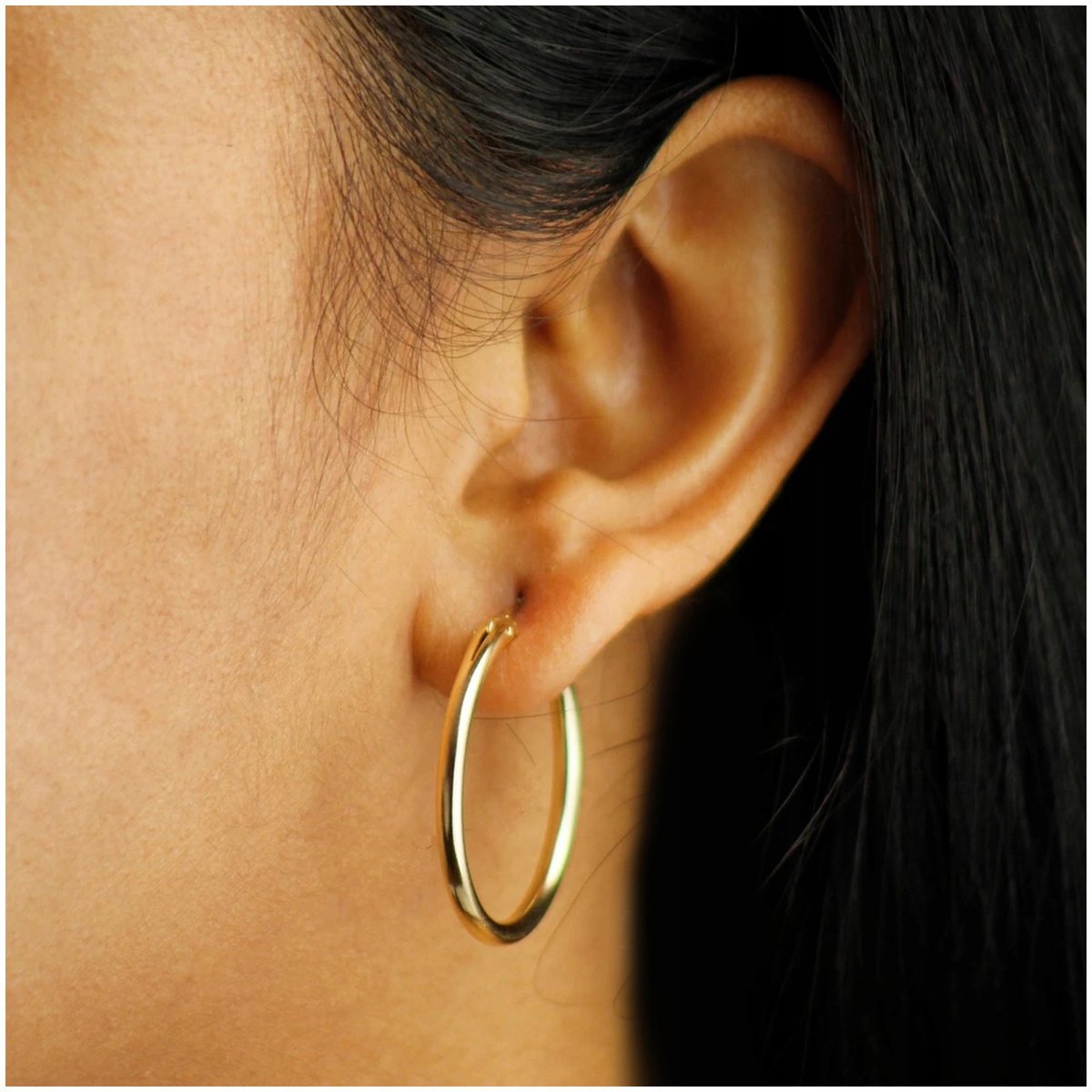 POZŁACANE KOLCZYKI ZE STALI CHIRURGICZNEJ KOŁA KÓŁKA 3cm KLASYCZNE, GŁADKIE