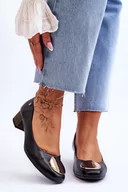 Czółenka - Skórzane Czółenka Na Niskim Obcasie Maciejka 05960-01 Czarne-37 - miniaturka - grafika 1