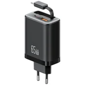 Ładowarki do telefonów - Ładowarka sieciowa USAMS Xiang Series CC299 65W 1xUSB-C 1xUSB-A + kabel USB-C czarny - miniaturka - grafika 1