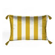 Poduszki dekoracyjne - Biała aksamitna poduszka w paski w kolorze złota Velvet Atelier Borlas, 50x35 cm - miniaturka - grafika 1