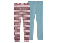 Spodnie i spodenki dla dziewczynek - lupilu® Legginsy dziecięce z bawełną, 2 pary (Paski/turkusowy, 110/116) - miniaturka - grafika 1