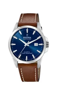 Paski - Festina Męski zegarek brązowy, skórzany pasek, średnica: 41 mm, wodoszczelność: 10 barów, F20025/3 - grafika 1