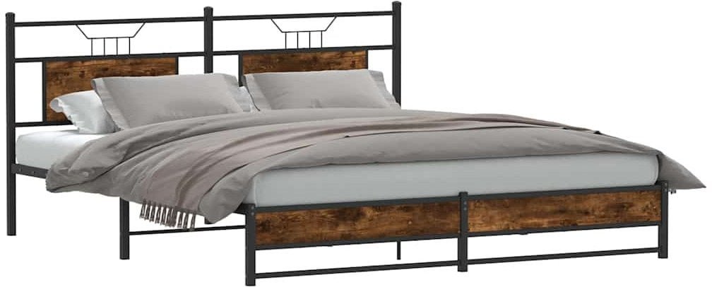 vidaXL Rama łóżka bez materaca dąb wędzony 160x200cm drewno klejone