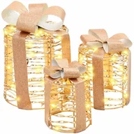 Ozdoby bożonarodzeniowe - vidaXL Dekoracja Pudełka Prezentowego 3 pcs Ciepła biel PET - miniaturka - grafika 1