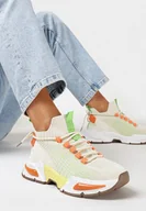 Moda i Uroda OUTLET - Beżowe Sneakersy ze Skarpetkową Cholewką i Grubą Podeszwą Lekkra - miniaturka - grafika 1