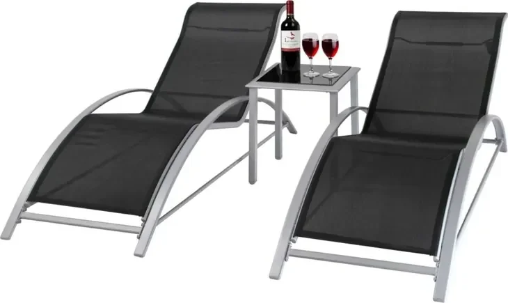 Leżaki Ogrodowe + Stolik Giardino Aluminiowe 2 Sztuki Od Ręki !