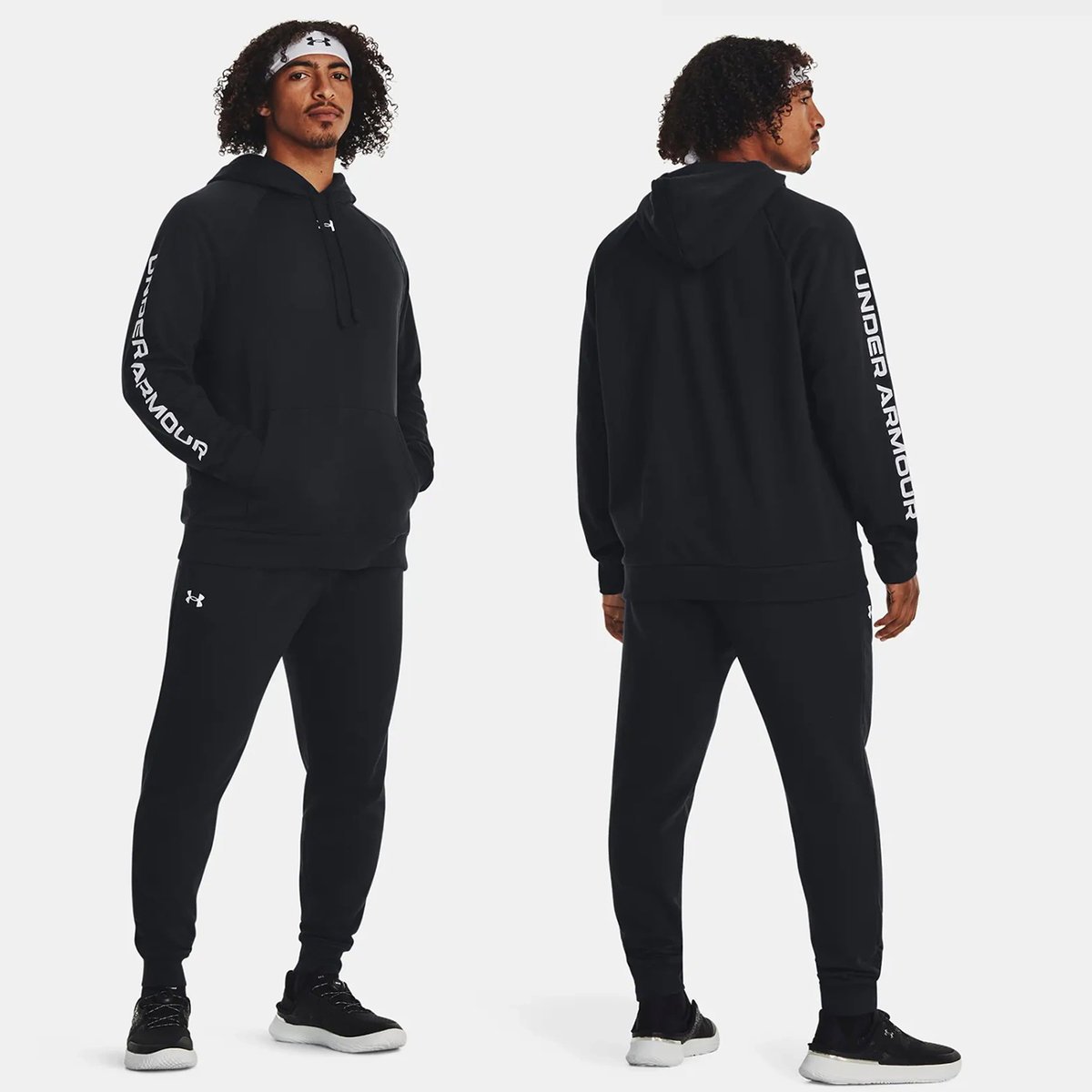 Zestaw dresowy Męski Set Under Armour Sportowy Slim Fit Czarny 1379768-001 S Czarny