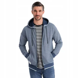 Rozpinana bluza męska dresowa z kapturem granatowa OM-SSZP-0191 V2 roz. XL - Bluzy męskie - miniaturka - grafika 1