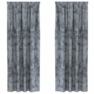 vidaXL Zasłona z zasłonami 2 pcs Srebrny szary 225 x 140 cm Aksamit - Zasłony - miniaturka - grafika 1