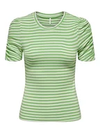 Koszulki i topy damskie - ONLY Women's ONLBELIA 2/4 Ruching TOP Box JRS T-Shirt, Summer Green/Stripes:Cloud Dancer (Ola), XS, Summer Green/Stripes: cloud Dancer (Ola), XS - miniaturka - grafika 1