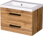 Szafki łazienkowe - Szafka wisząca z umywalką 60 cm kolor dąb naturalny 39/2 seria Fokus Loft Gante - miniaturka - grafika 1