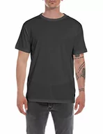 Koszulki męskie - Replay T-shirt męski z krótkim rękawem z bawełny organicznej, 391 Dark Grey, L - miniaturka - grafika 1