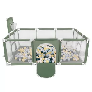 Selonis Boisko BO-100X z piłeczkami 6cm zielony: ciemny turkus-pastelowy niebieski-pastelowy żółty-biały 180x122x62/100piłek Zabawka kojec - Łóżeczka i kojce - miniaturka - grafika 1