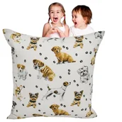 Pościel dla dzieci - Poszewka Dziecięca 40x40 Bawełniana JAŚ Pieski Łapki Białe - miniaturka - grafika 1