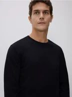 Koszulki męskie - Reserved - Longsleeve z merceryzowanej bawełny - czarny - miniaturka - grafika 1