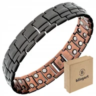Bransolety męskie - Bransoletka magnetyczna miedziana męska zdrowotna czarna szeroka BLINGART - miniaturka - grafika 1