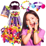 Prace ręczne dla dzieci - ZESTAW DO ROBIENIA BRANSOLETEK NASZYJNIKÓW MAGICZNEJ BIŻUTERII KORALIKI dla dzieci XXL 260 elementów - miniaturka - grafika 1